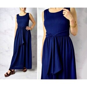 1970s Jonathan Logan Dress Small - Medium Navy Blue Gown Minimalist Maxi Dress